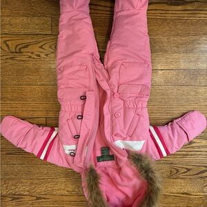 U.S. Polo Assn. Pink Kids Snowsuit with Fur Trim